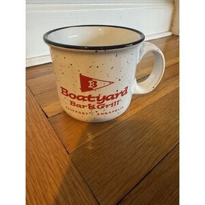 Boatyard Bar & Grill Speckled‎ Coffee Mug Cup Annapolis Maryland Fish Graphic MD